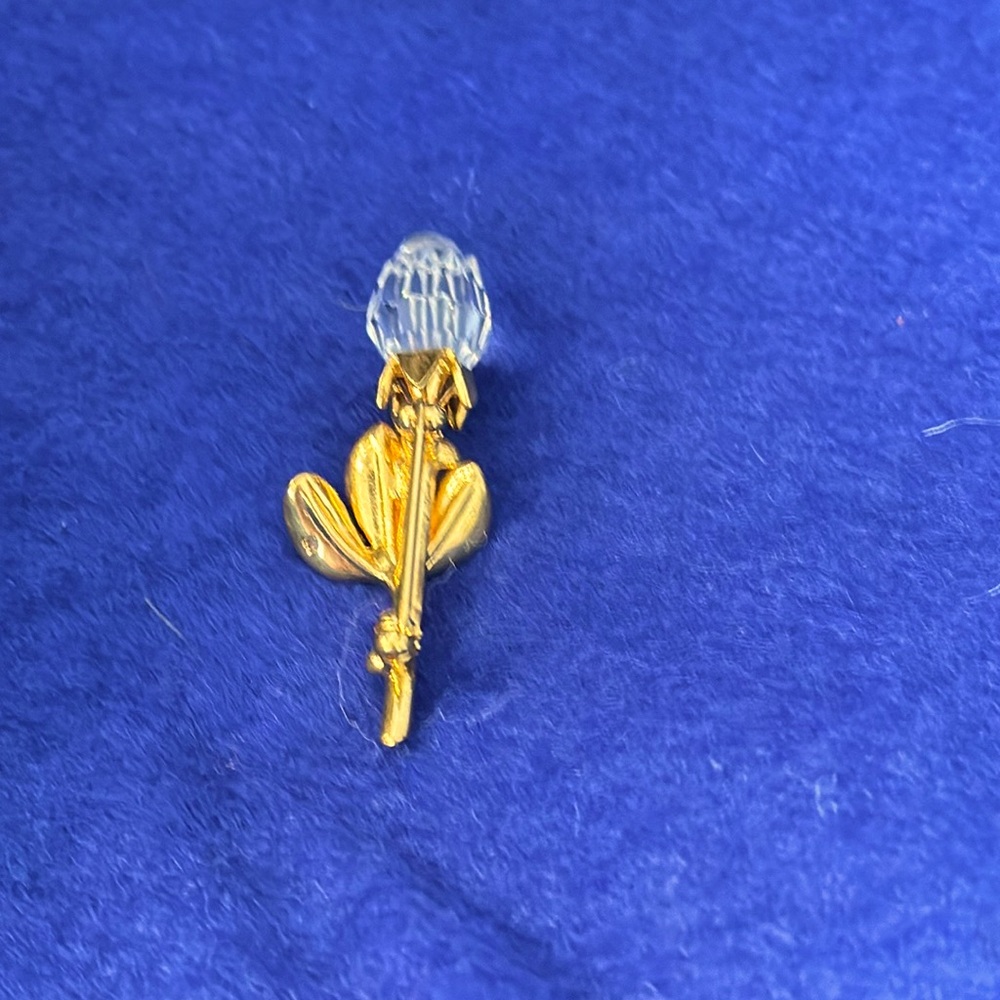 Genuine Swarovski Crystal Memories Tulip Gold Tone Brooch.